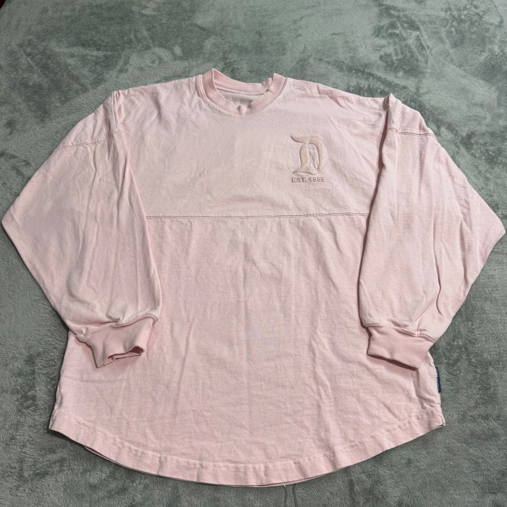 Disney Parks Spirit Jersey Disneyland Resort Pink Glitter Puff Print Womens XS